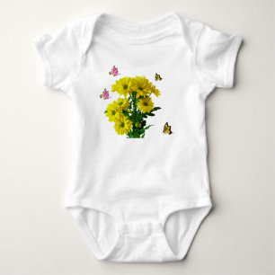 Flower bunch with butterflies baby bodysuit