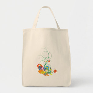 flower bunches of swirls vector tote bag