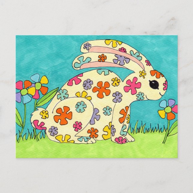 Flower Bunny Postcard (Front)