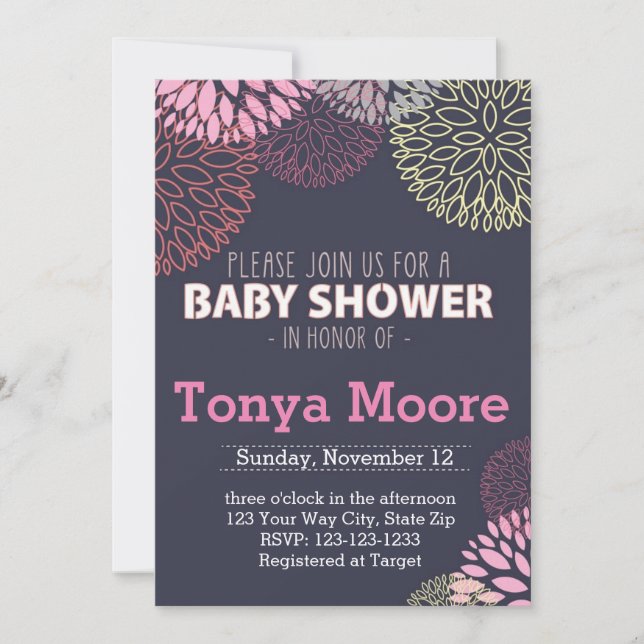 Flower Burst Baby Shower Invitation (Front)