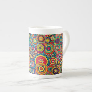 Flower Bursts Pinwheels Bone China Mug