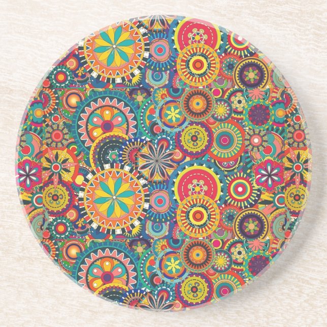 Flower Bursts Pinwheels Coaster (Front)