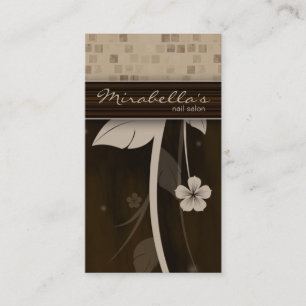 Flower Business Card Square Beige Brown
