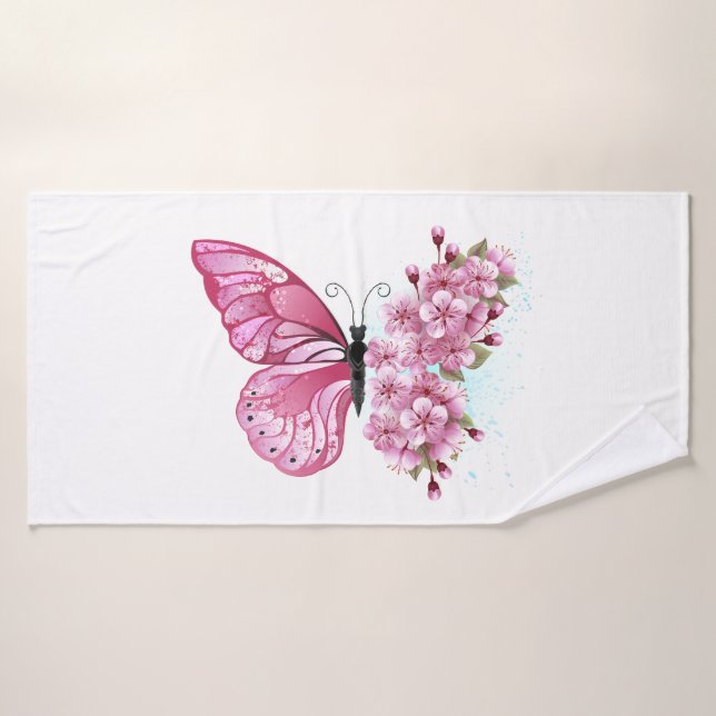 Flower Butterfly (Serviette de bain)