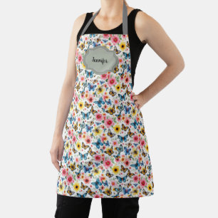 Flower butterfly bees pattern garden lover apron