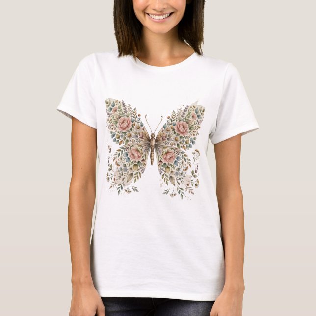 Flower butterfly design t shirt (Front)