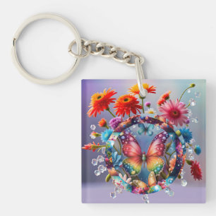 Flower Butterfly Keychain