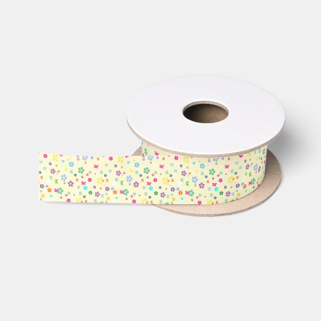 Flower Butterfly Pattern Ribbon Satin Ribbon (Spool)