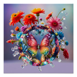 Flower Butterfly Poster