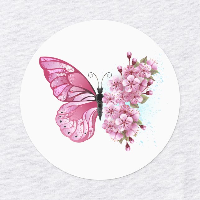 Flower Butterfly with Pink Sakura (Design 1)