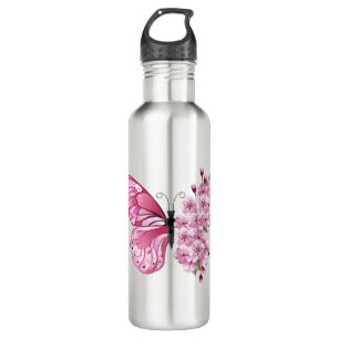 Flower Butterfly with Pink Sakura 710 Ml Water Bottle