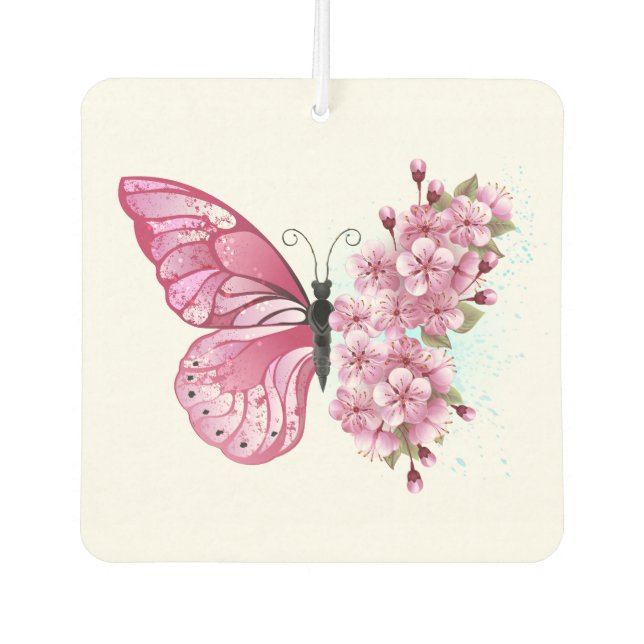 Flower Butterfly with Pink Sakura Air Freshener (Front)