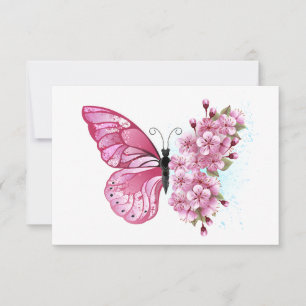 Flower Butterfly with Pink Sakura Announcement