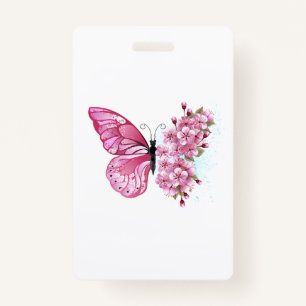 Flower Butterfly with Pink Sakura Badge