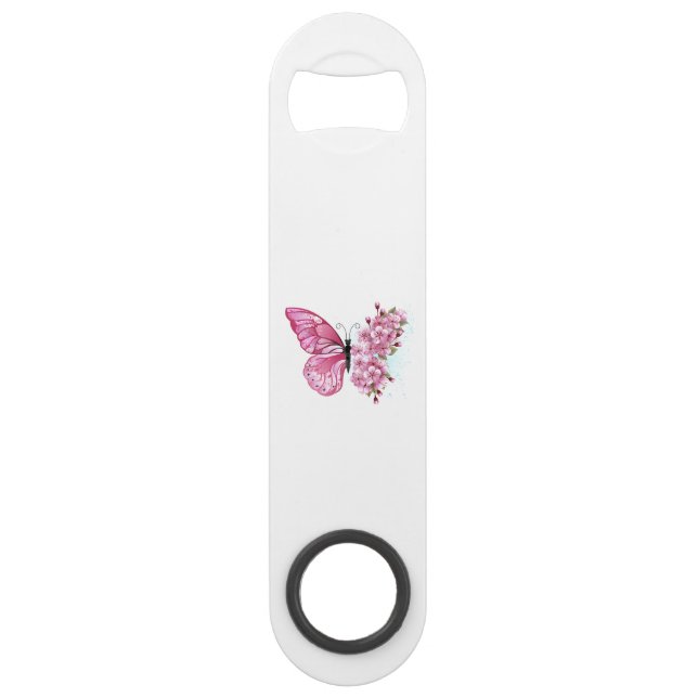 Flower Butterfly with Pink Sakura Bar Key (Front)