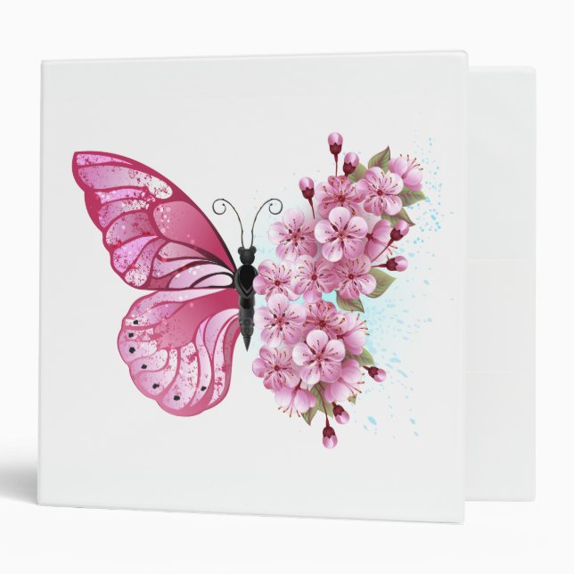 Flower Butterfly with Pink Sakura Binder (Front/Inside)