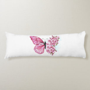 Flower Butterfly with Pink Sakura Body Pillow