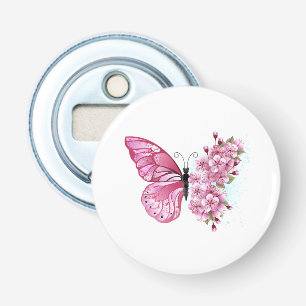 Flower Butterfly with Pink Sakura Bottle Opener
