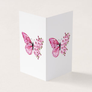 Flower Butterfly with Pink Sakura Business Card