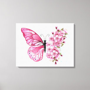 Flower Butterfly with Pink Sakura Canvas Print