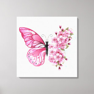 Flower Butterfly with Pink Sakura Canvas Print