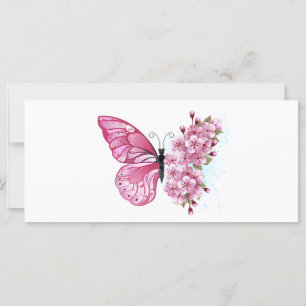 Flower Butterfly with Pink Sakura Card
