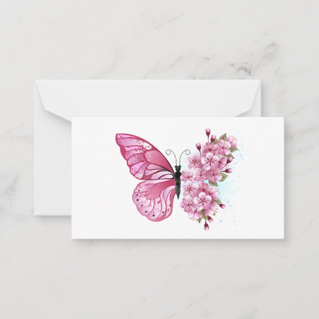 Flower Butterfly with Pink Sakura Card (Front)
