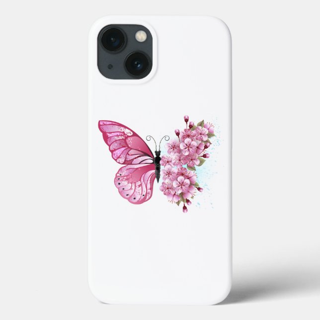 Flower Butterfly with Pink Sakura Case-Mate iPhone Case (Back)
