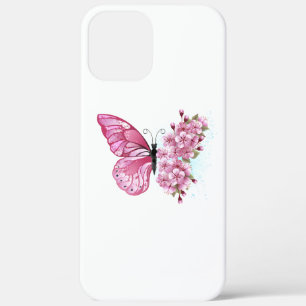 Flower Butterfly with Pink Sakura iPhone 12 Pro Max Case