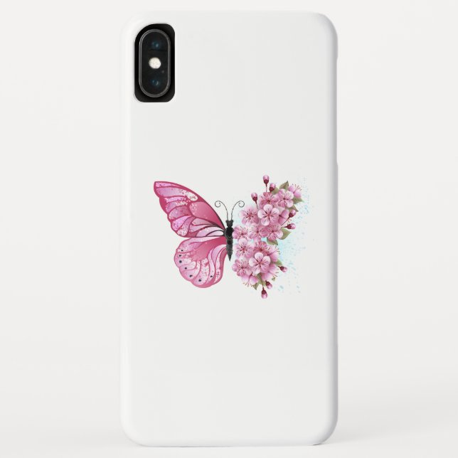 Flower Butterfly with Pink Sakura Case-Mate iPhone Case (Back)