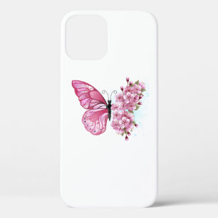 Flower Butterfly with Pink Sakura iPhone 12 Pro Case