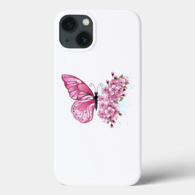 Flower Butterfly with Pink Sakura Case-Mate iPhone Case (Back)