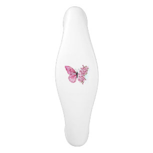 Flower Butterfly with Pink Sakura Ceramic Cabinet Pull