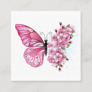 Flower Butterfly with Pink Sakura Discount Card