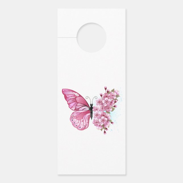 Flower Butterfly with Pink Sakura Door Hanger (Front)