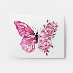 Flower Butterfly with Pink Sakura Envelope