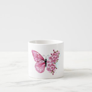 Flower Butterfly with Pink Sakura Espresso Cup