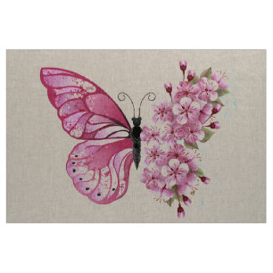 Flower Butterfly with Pink Sakura Fabric