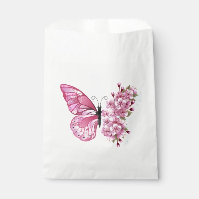 Flower Butterfly with Pink Sakura Favour Bag (Front)