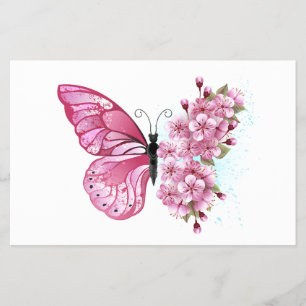 Flower Butterfly with Pink Sakura Flyer