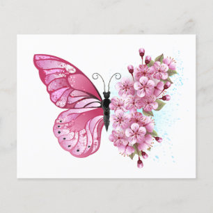 Flower Butterfly with Pink Sakura Flyer