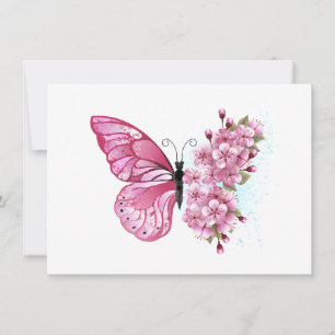 Flower Butterfly with Pink Sakura Invitation