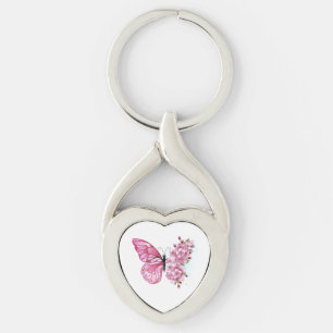 Flower Butterfly with Pink Sakura Keychain
