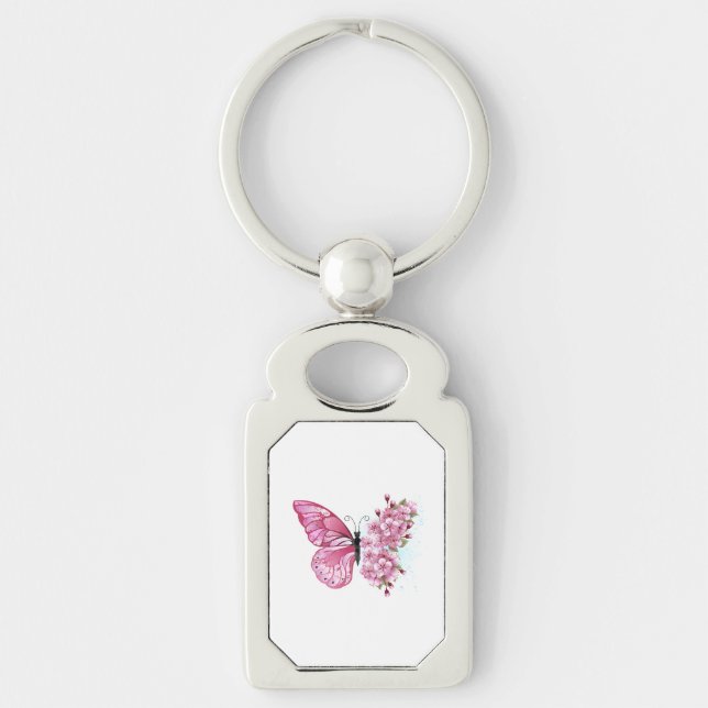 Flower Butterfly with Pink Sakura Keychain (Front)