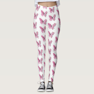 Flower Butterfly with Pink Sakura Leggings
