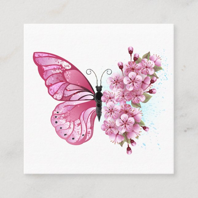 Flower Butterfly with Pink Sakura Loyalty Card (Front)