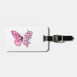 Flower Butterfly with Pink Sakura Luggage Tag