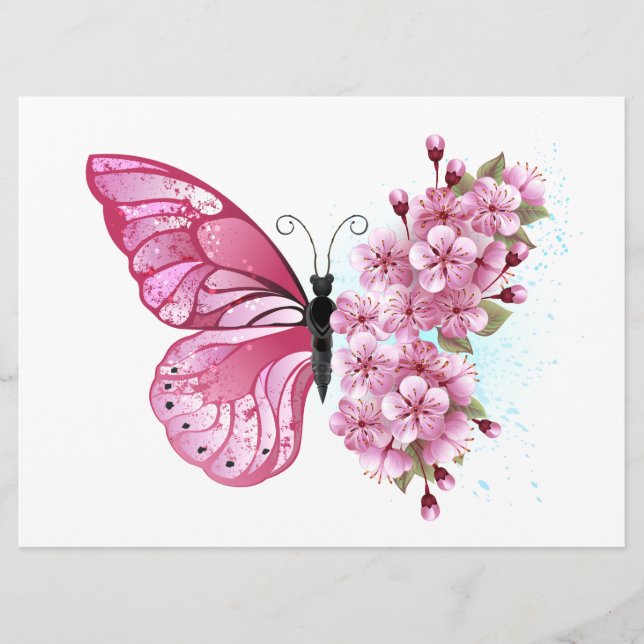 Flower Butterfly with Pink Sakura Menu (Front)