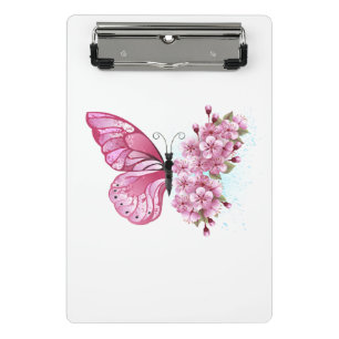Flower Butterfly with Pink Sakura Mini Clipboard