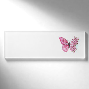 Flower Butterfly with Pink Sakura Name Tag